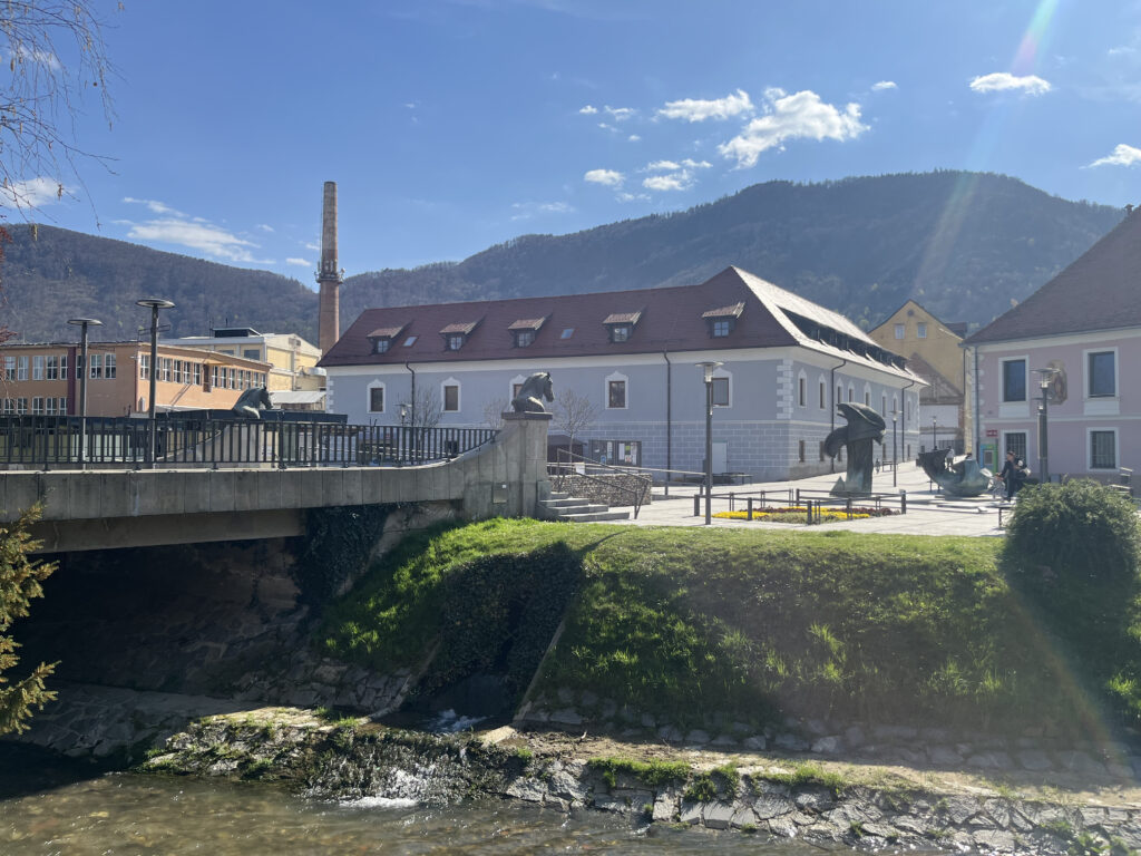 Vue sur les maisons colorées de la ville de Slovenske Konjice